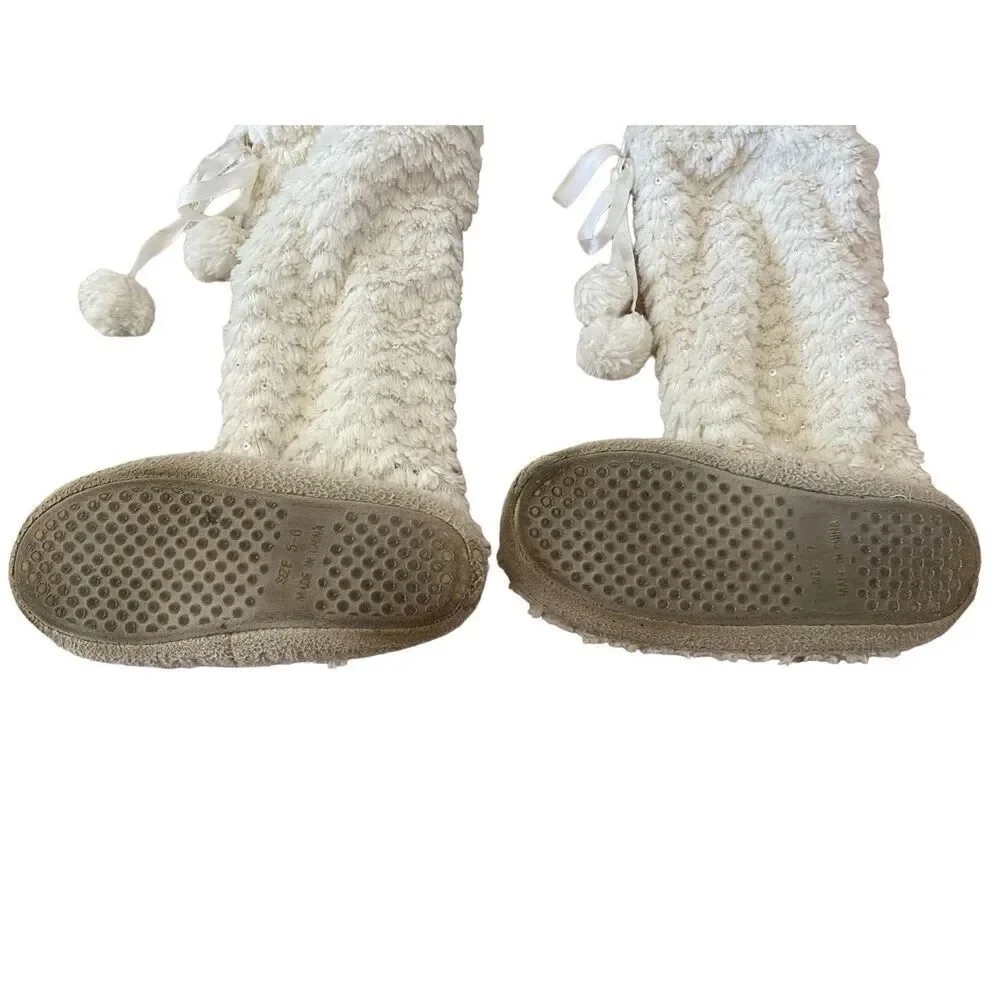Sequin Sweater Boots Faux Fur Winter Slippers House Shoes